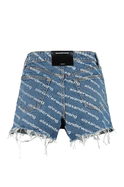 Alexander Wang Denim Shorts With All Over Logo