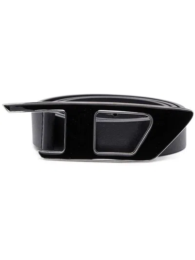 Diesel B-dlogo Ii Leather Belt In Black