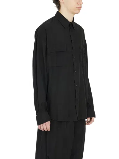 Andrea Ya'aqov Men's Cupro And Cotton Oversized Shirt With Classic Collar And Front Button Closure