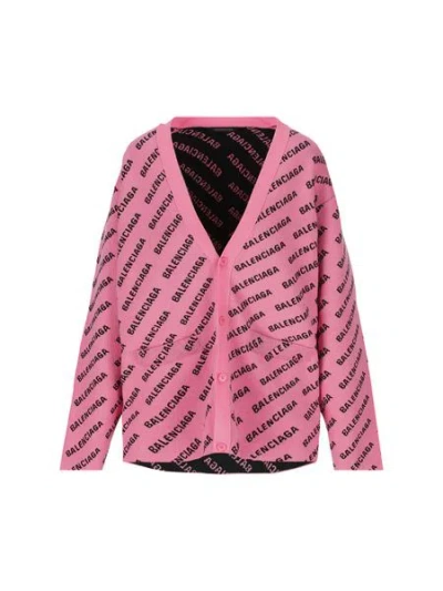 Balenciaga Logo V-neck Ribbed Knit Cardigan