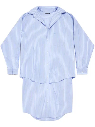 Balenciaga Layered Bb Classic Chemisier Dress In Blue