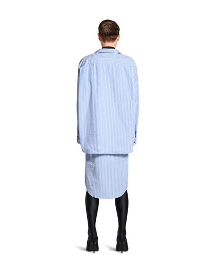 Balenciaga Layered Bb Classic Chemisier Dress In Blue