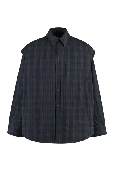 Balenciaga Grey Cotton Overshirt With Removable Sleeves For Men
