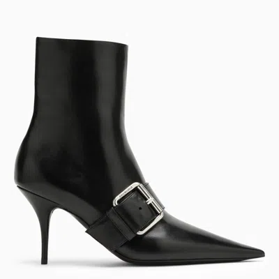 Balenciaga Women Leather Ankle Boots With Maxi Buckle In Black