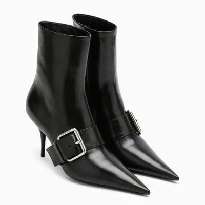 Balenciaga Women Leather Ankle Boots With Maxi Buckle In Black