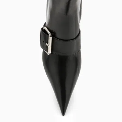 Balenciaga Women Leather Ankle Boots With Maxi Buckle In Black