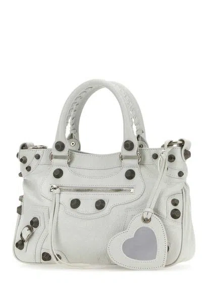 Balenciaga Women's Neo Cagole Leather Tote In White