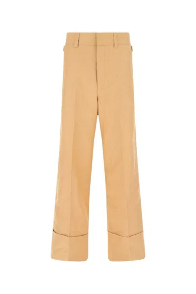 Quira Camel Cotton Wide Leg Pant In Brown