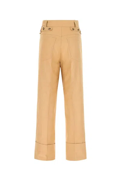 Quira Camel Cotton Wide Leg Pant In Brown