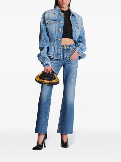 Balmain Sheer Geometric Halterneck Top With Metallic Threading
