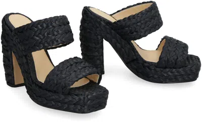Bottega Veneta Black Raffia Heels