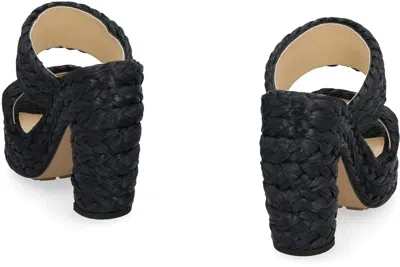 Bottega Veneta Black Raffia Heels