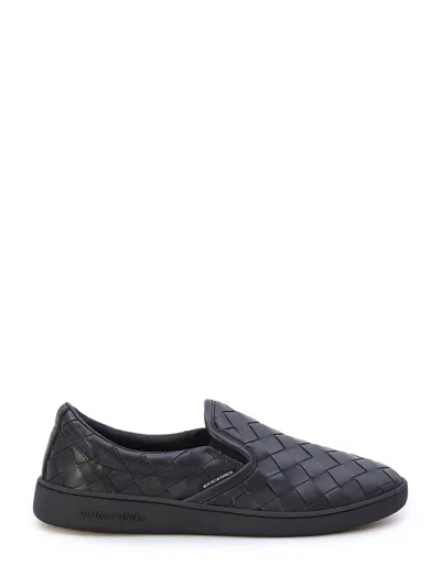 Bottega Veneta Sawyer Blue Slip-on Sneakers With Logo Detail And Intreccio Motif In Leather Man