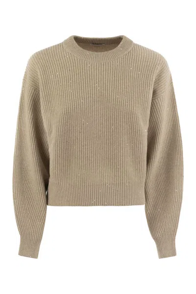 Brunello Cucinelli Dazzling Ribbed Sweater In Cashmere And Wool