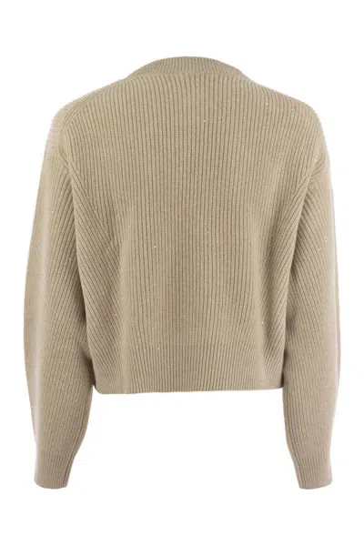 Brunello Cucinelli Dazzling Ribbed Sweater In Cashmere And Wool