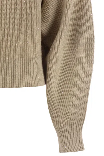 Brunello Cucinelli Dazzling Ribbed Sweater In Cashmere And Wool