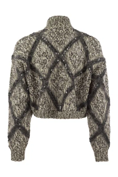 Brunello Cucinelli Luxury Wool-blend Diamond Knit Cardigan