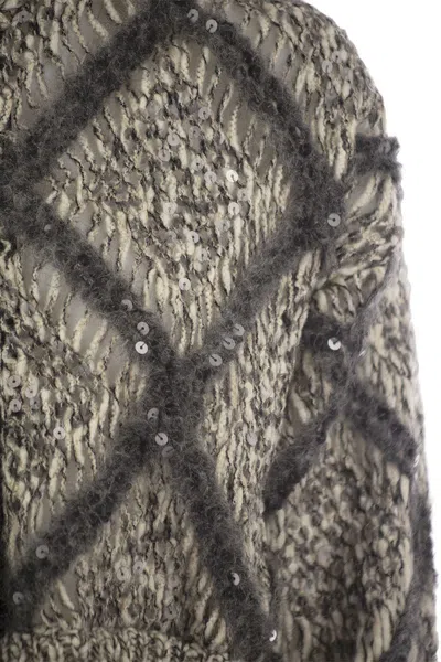 Brunello Cucinelli Luxury Wool-blend Diamond Knit Cardigan