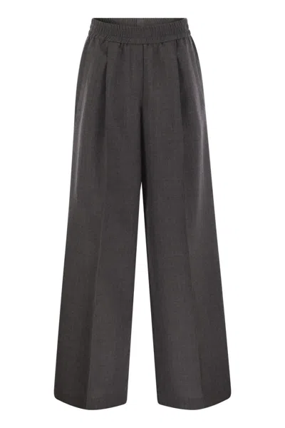 Brunello Cucinelli Women Loose Track Trousers In Virgin Wool Organza