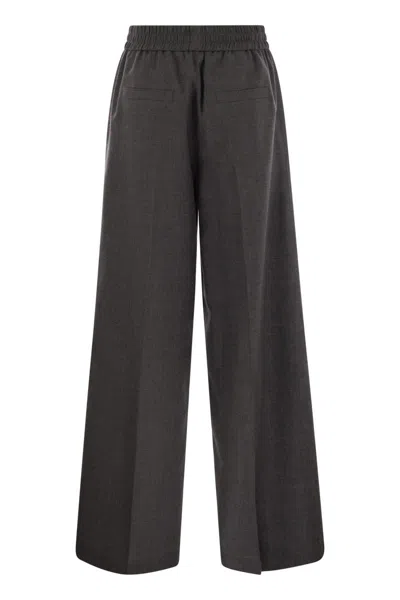 Brunello Cucinelli Women Loose Track Trousers In Virgin Wool Organza