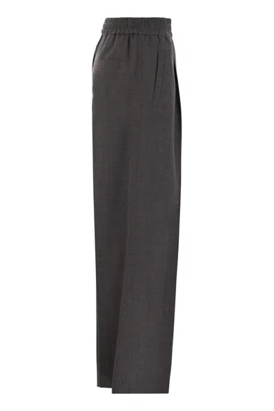 Brunello Cucinelli Women Loose Track Trousers In Virgin Wool Organza