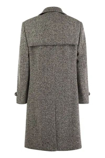 Brunello Cucinelli Men One-and-a-half-breasted Coat In Herringbone Virgin Wool