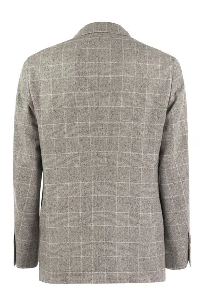 Brunello Cucinelli Prince Of Wales Checked Silk-blend Blazer