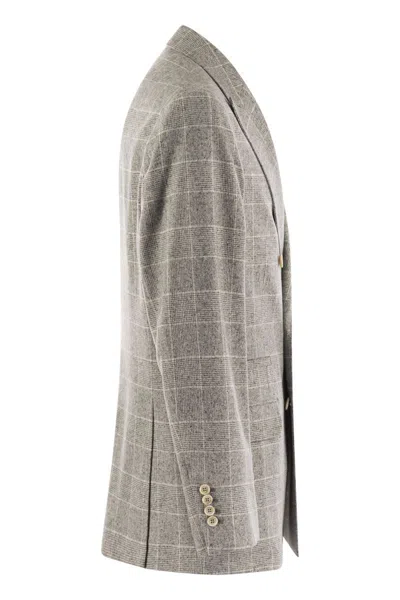 Brunello Cucinelli Prince Of Wales Checked Silk-blend Blazer