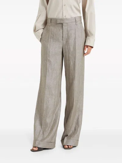 Brunello Cucinelli Pressed-crease Wide-leg Trousers