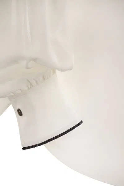 Brunello Cucinelli Elegant Silk Snap-front Shirt With Pockets