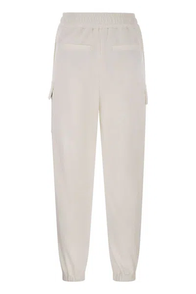 Brunello Cucinelli Women's Smooth Cotton Fleece Cargo Pants With Monile