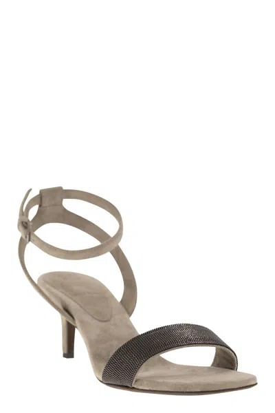Brunello Cucinelli Suede Sandals With Precious Insert