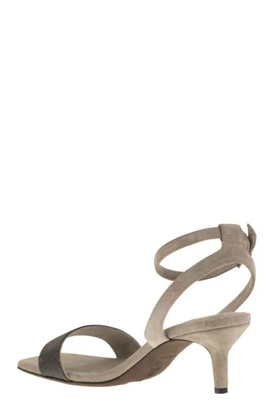 Brunello Cucinelli Suede Sandals With Precious Insert
