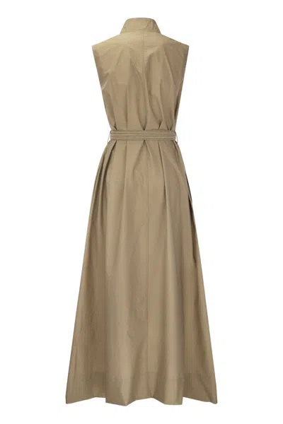 Brunello Cucinelli Monili-collar Raffia-belt Sleeveless Crinkle Cotton Maxi Dress