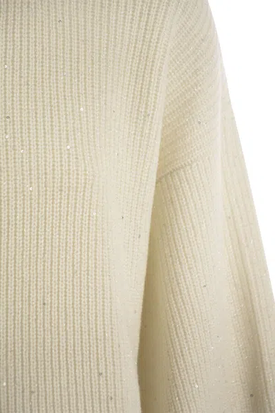 Brunello Cucinelli Luxe Cashmere-wool Blend Sweater With Sparkling Sequins