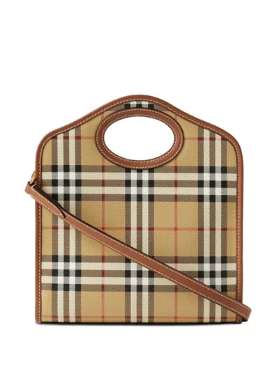 Burberry Woman Printed Canvas And Leather Mini Pocket Handbag