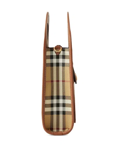 Burberry Woman Printed Canvas And Leather Mini Pocket Handbag