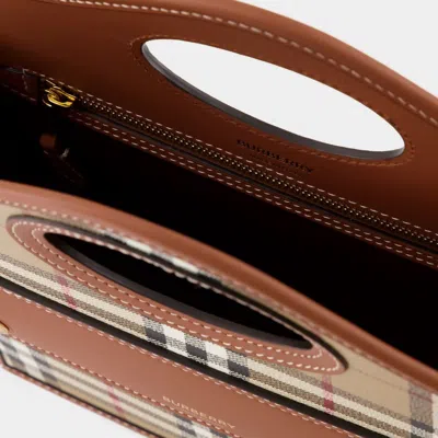 Burberry Woman Printed Canvas And Leather Mini Pocket Handbag