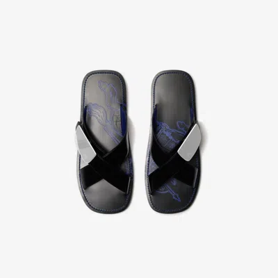 Burberry Stripe Shield Ekd Leather Sandals