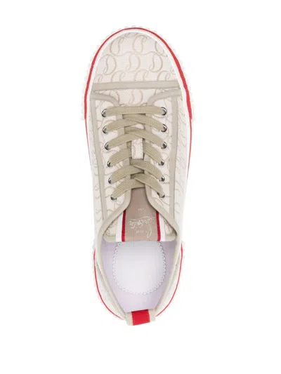 Shop Christian Louboutin Monogram Jacquard Contrasting Trim Logo Sneakers