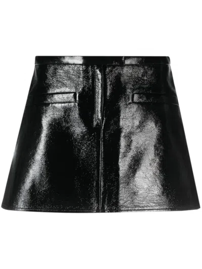 Courrèges Trapeze-silhouette Vinyl Miniskirt In Black