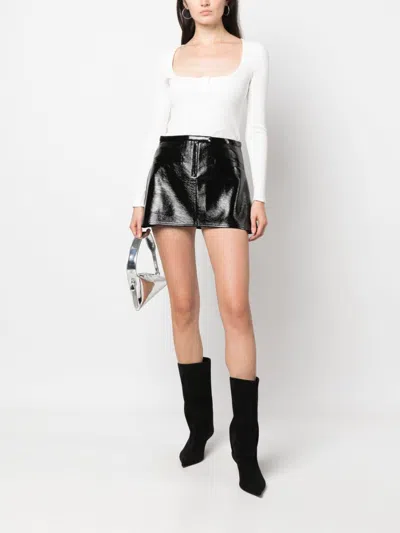 Courrèges Trapeze-silhouette Vinyl Miniskirt In Black