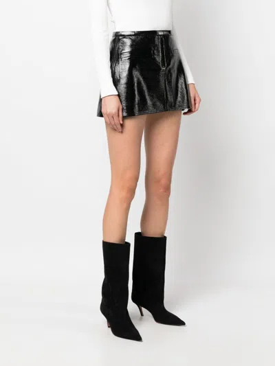 Courrèges Trapeze-silhouette Vinyl Miniskirt In Black