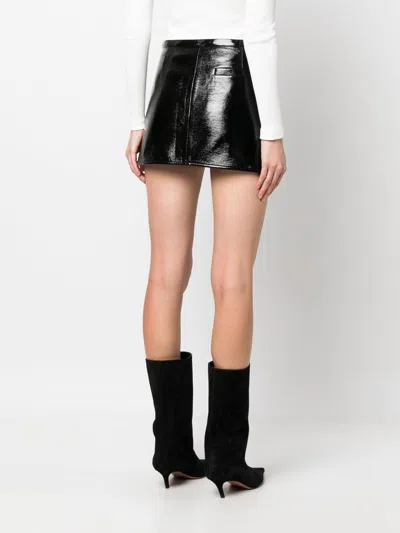 Courrèges Trapeze-silhouette Vinyl Miniskirt In Black
