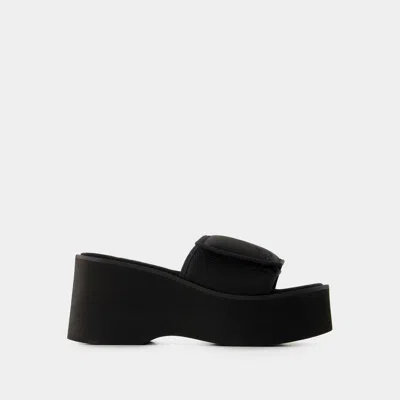 Courrèges Courregès Black Stretch Polyester Blend Scusa Wave Slippers In Black
