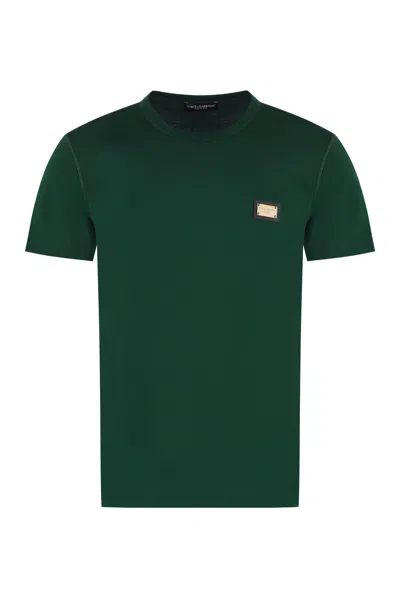 Dolce & Gabbana T-shirt Cotone Con Placca Logata