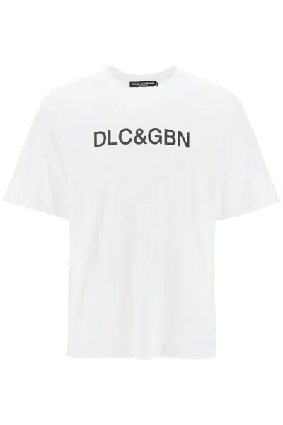 Dolce & Gabbana White Crewneck T-shirt With Contrasting Logo