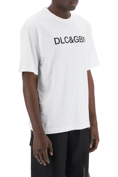 Dolce & Gabbana White Crewneck T-shirt With Contrasting Logo