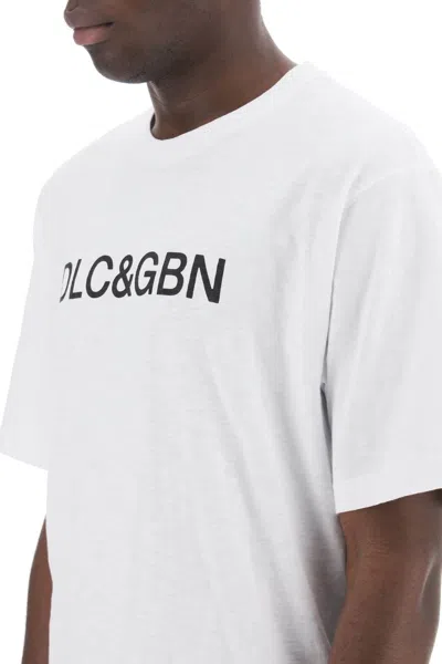 Dolce & Gabbana White Crewneck T-shirt With Contrasting Logo