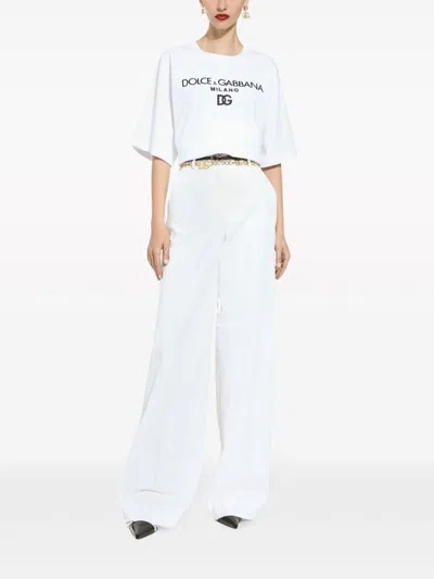 Dolce & Gabbana High-waisted Cotton-blend Pallazo Pants